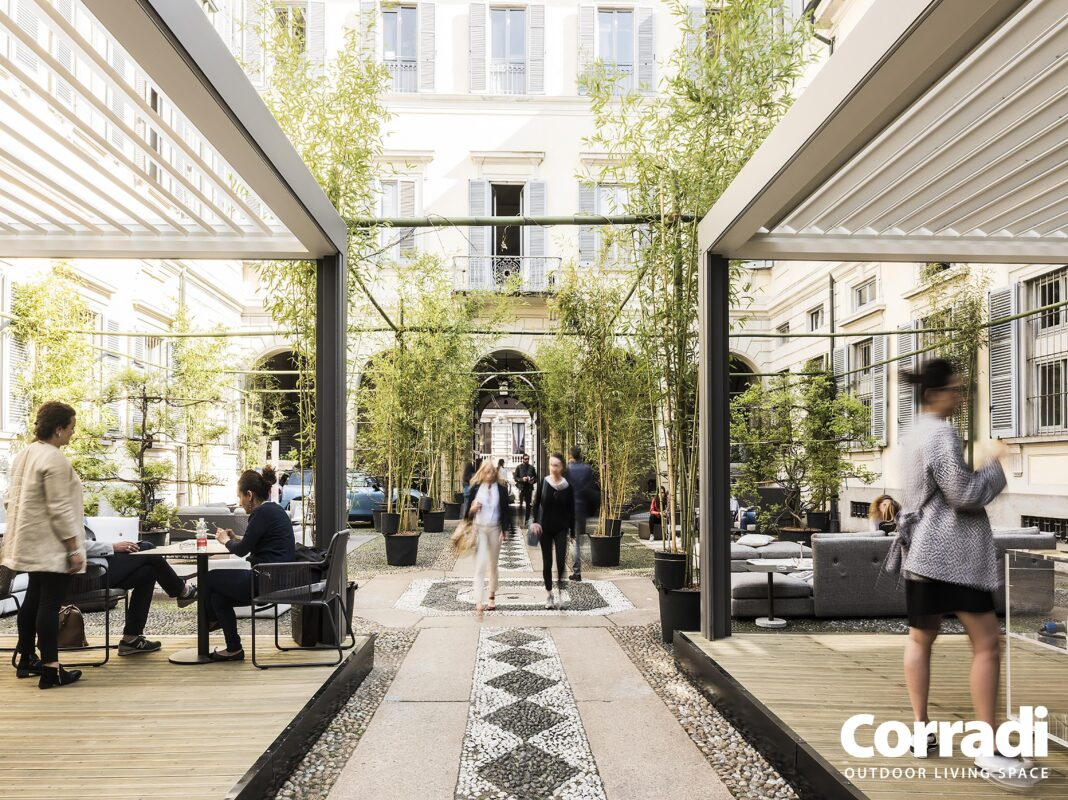 Pergola jako patio w restauracji
